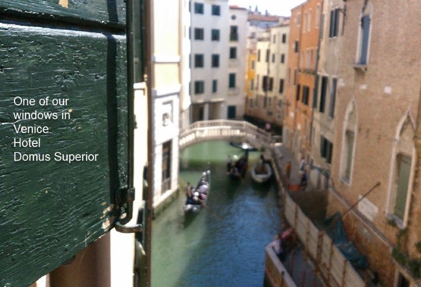 Venetian canal view from hotel window